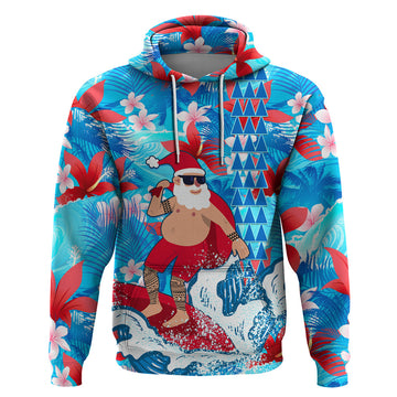 Hawaii Christmas Hoodie Santa Claus Surfing Kakau Tropical Style LT01