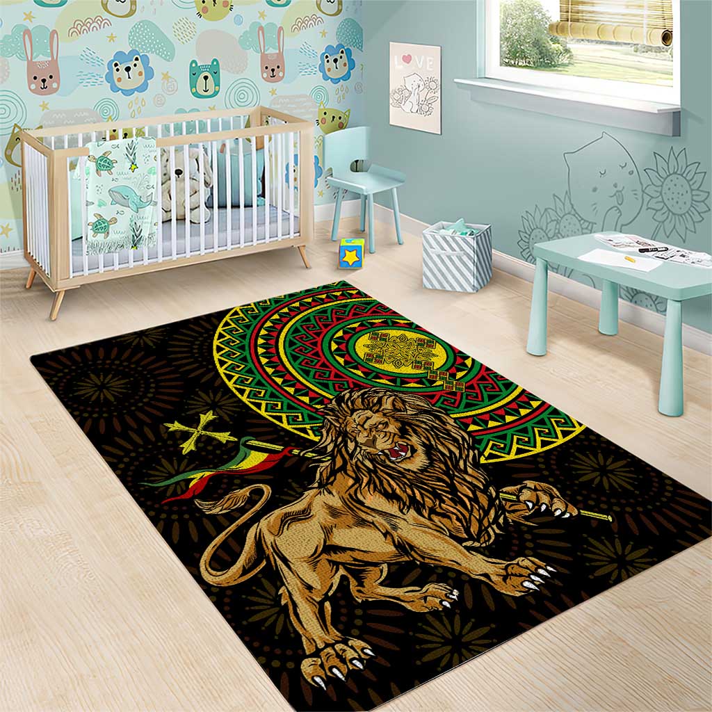 Ethiopia National Day Area Rug Lion Of Judah African Pattern LT01