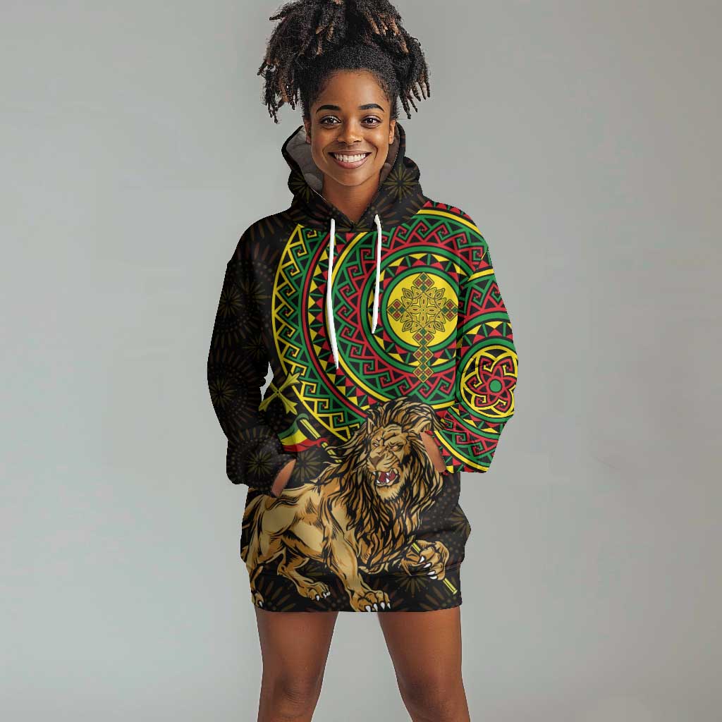 Ethiopia National Day Hoodie Dress Lion Of Judah African Pattern LT01