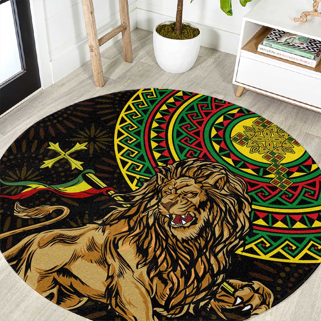 Ethiopia National Day Round Carpet Lion Of Judah African Pattern LT01