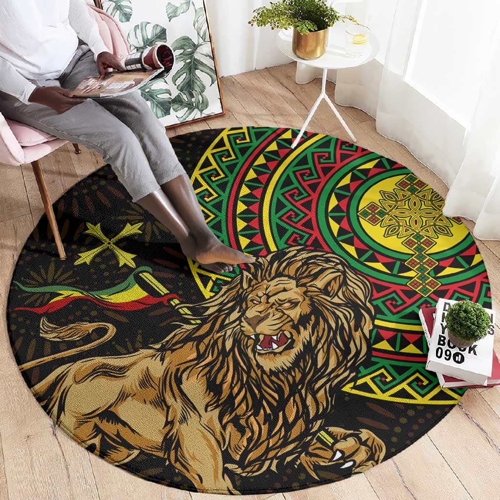 Ethiopia National Day Round Carpet Lion Of Judah African Pattern LT01
