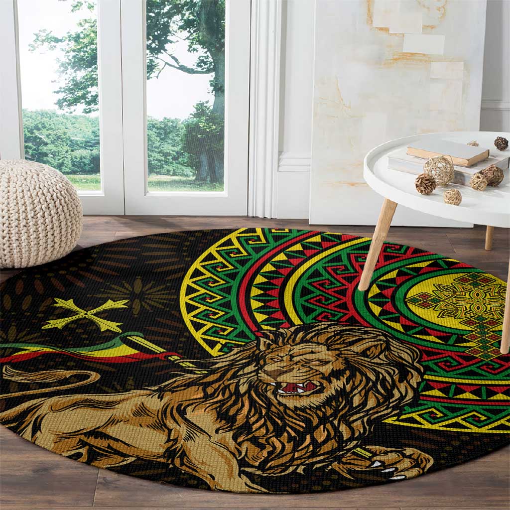 Ethiopia National Day Round Carpet Lion Of Judah African Pattern LT01