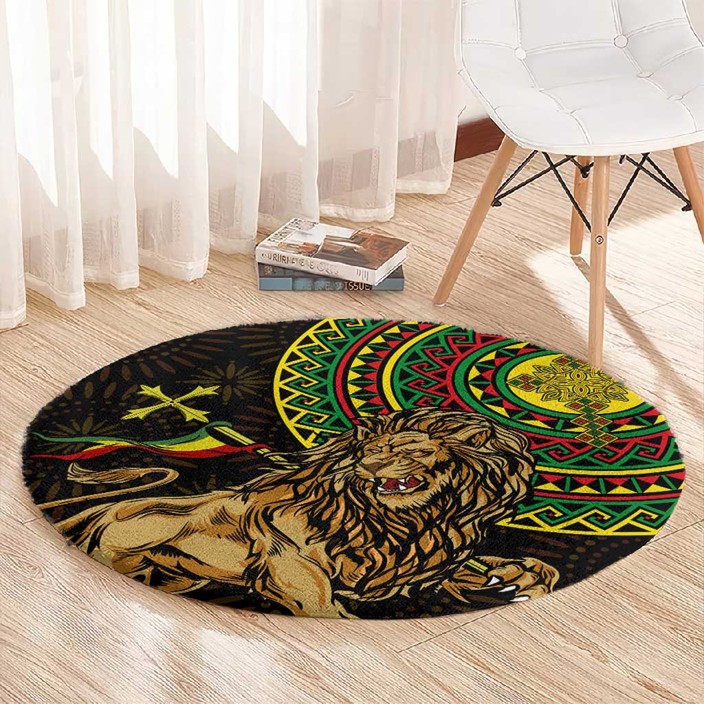 Ethiopia National Day Round Carpet Lion Of Judah African Pattern LT01