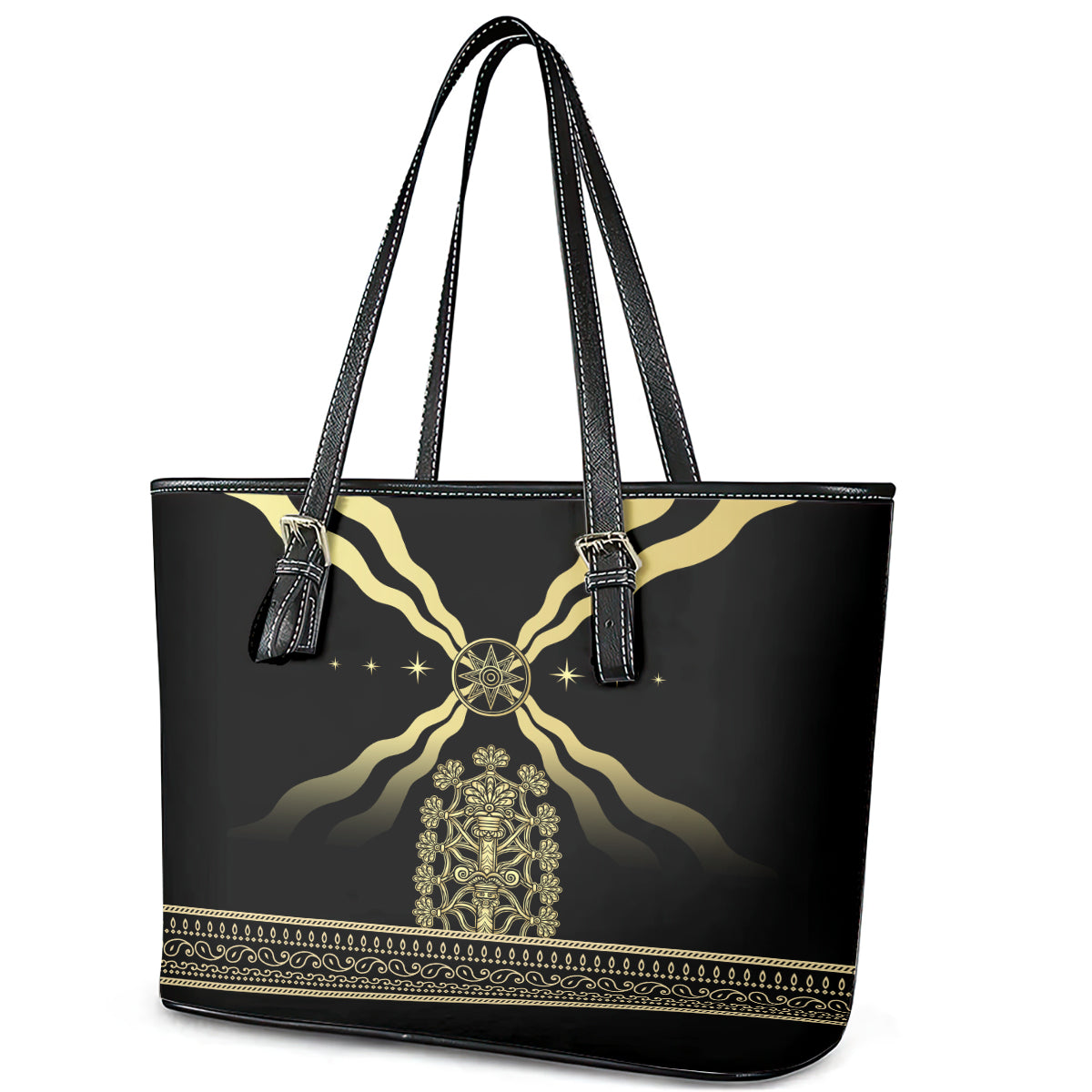 Assyria Empire Leather Tote Bag Assyrian Mythological Spirit LT01