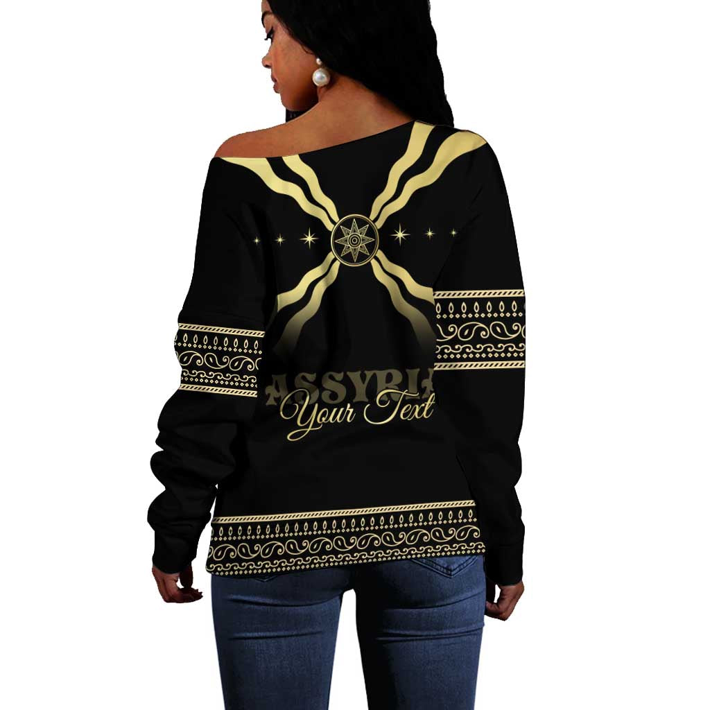 Assyria Empire Off Shoulder Sweater Assyrian Mythological Spirit LT01