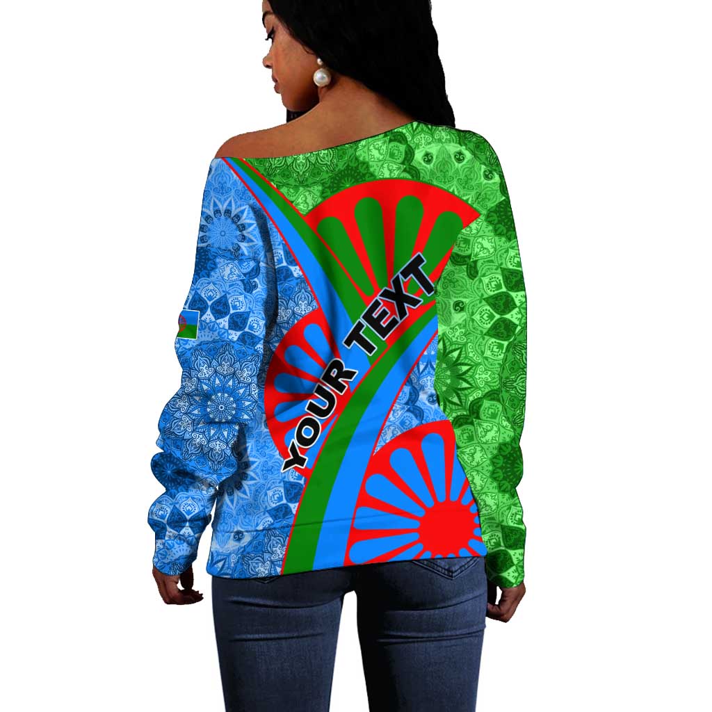 International Romani Day 2024 Off Shoulder Sweater Gypsy Pattern Tribal LT01