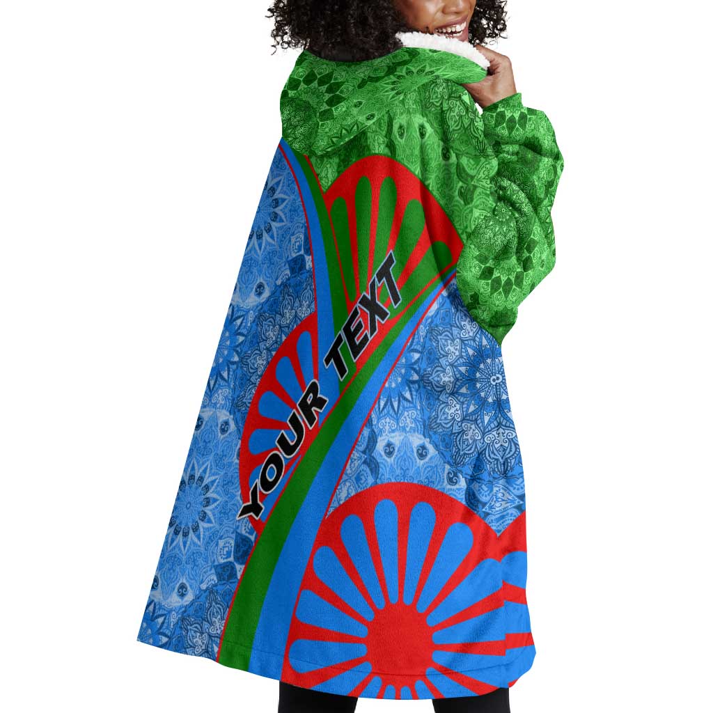 International Romani Day 2024 Wearable Blanket Hoodie Gypsy Pattern Tribal LT01