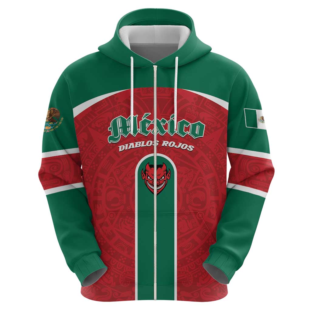 Custom Baseball Mexico Diablos Rojos Hoodie Red Devils Aztec Pattern LT01