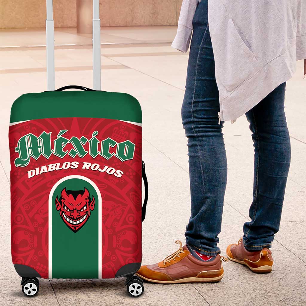 Baseball Mexico Diablos Rojos Luggage Cover Red Devils Aztec Pattern LT01