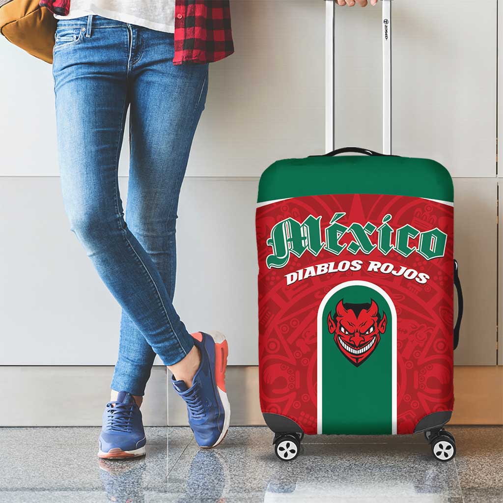 Baseball Mexico Diablos Rojos Luggage Cover Red Devils Aztec Pattern LT01