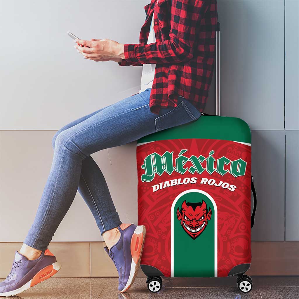 Baseball Mexico Diablos Rojos Luggage Cover Red Devils Aztec Pattern LT01