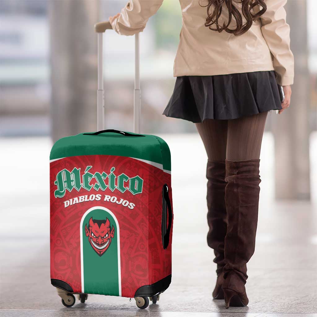 Baseball Mexico Diablos Rojos Luggage Cover Red Devils Aztec Pattern LT01