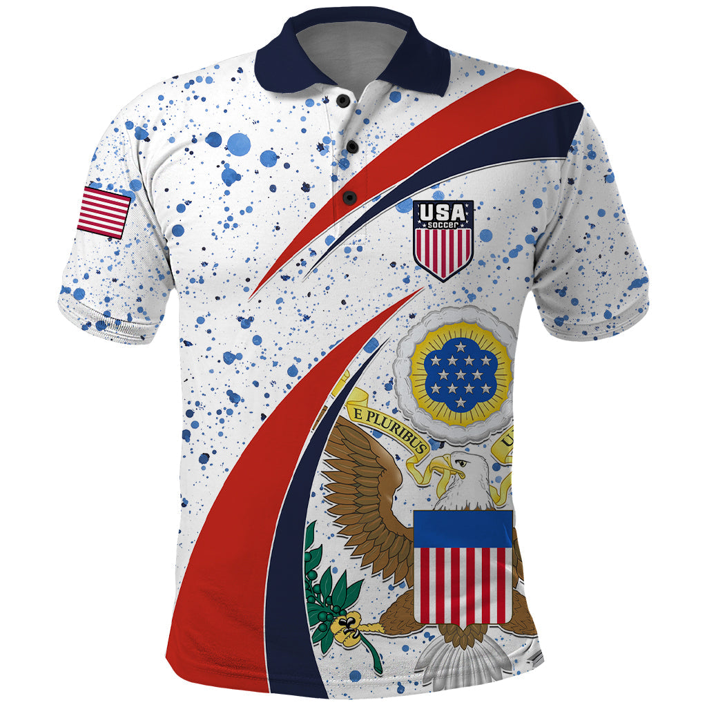 Personalised United States Soccer Polo Shirt USA Coat Of Arms Sporty Style LT01