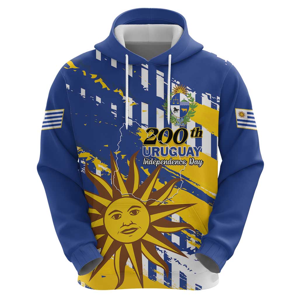 Personalized Uruguay 200th Independence Day Hoodie Sol de Mayo Grunge Stylized LT01