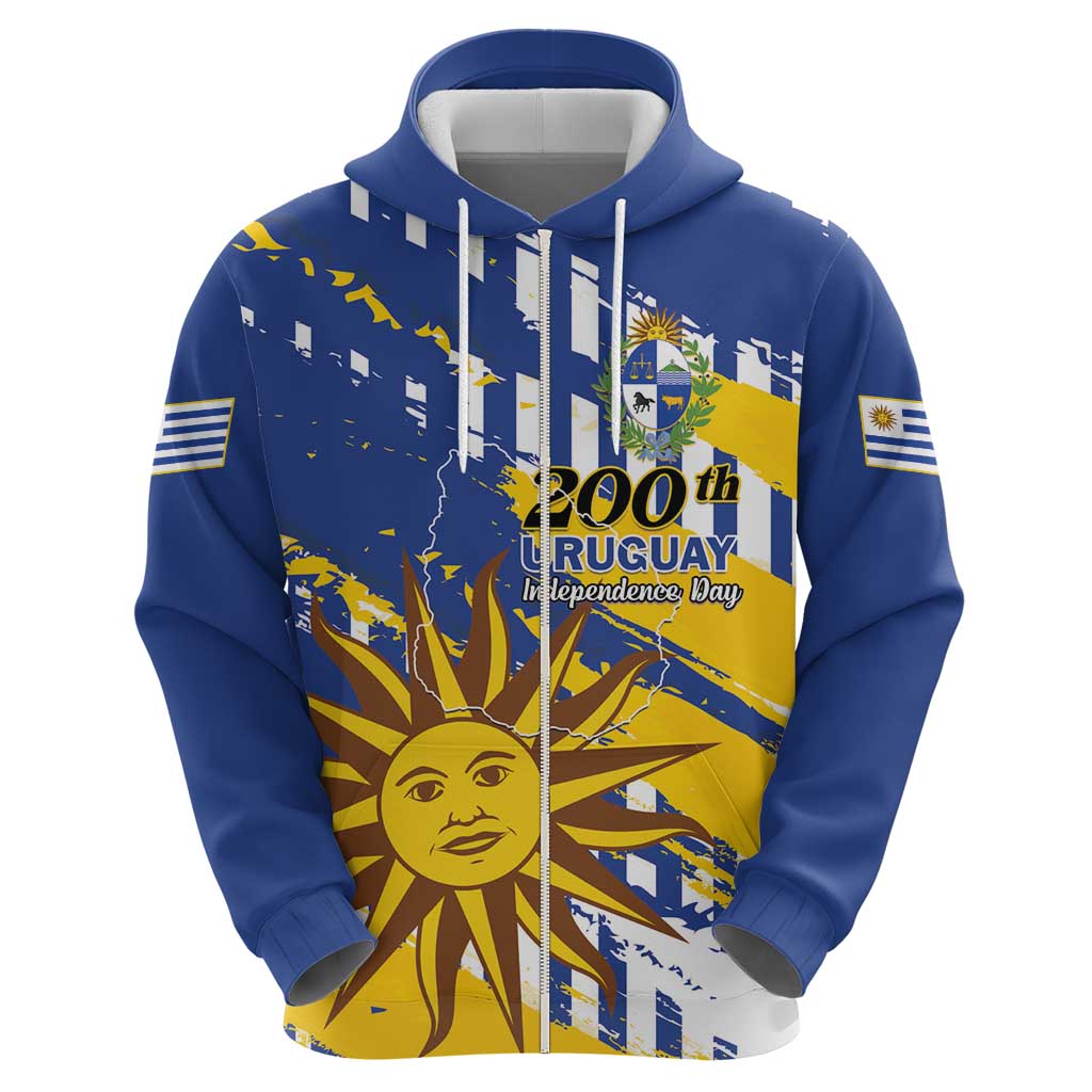 Personalized Uruguay 200th Independence Day Hoodie Sol de Mayo Grunge Stylized LT01
