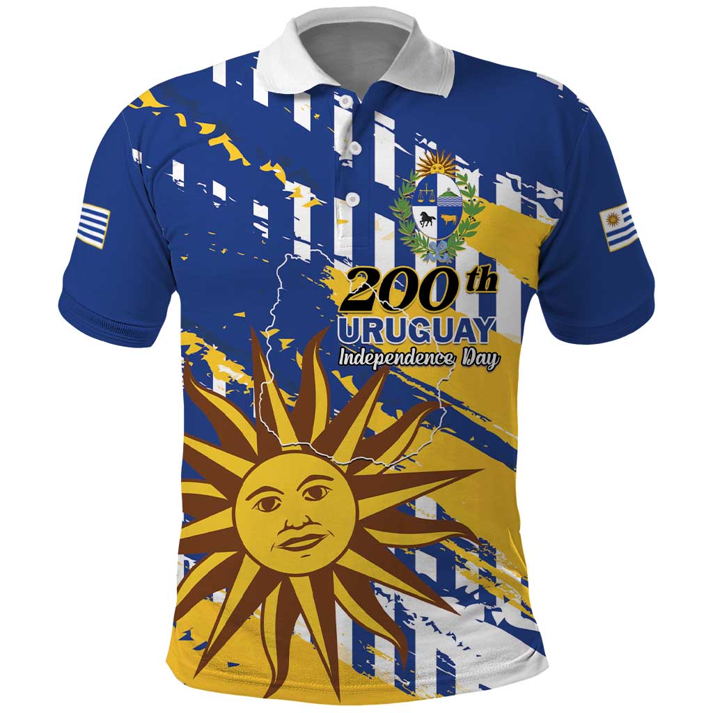 Personalized Uruguay 200th Independence Day Polo Shirt Sol de Mayo Grunge Stylized LT01