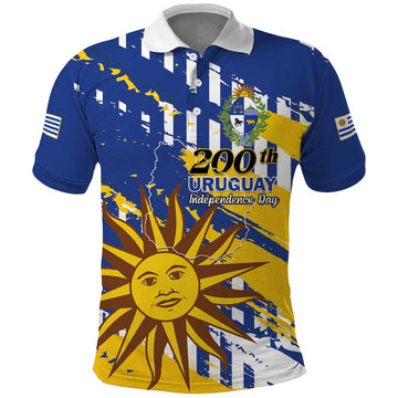 Personalized Uruguay 200th Independence Day Polo Shirt Sol de Mayo Grunge Stylized LT01