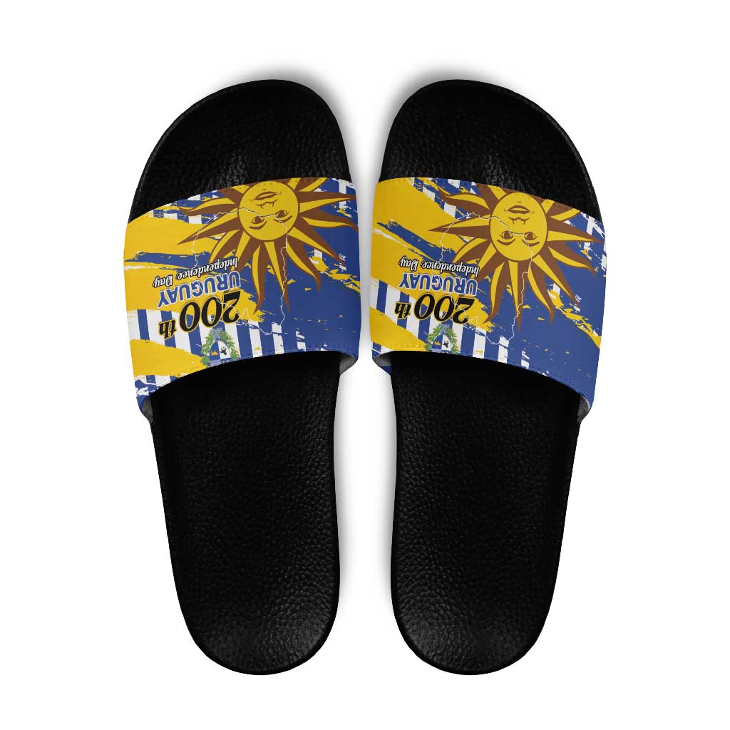Uruguay 200th Independence Day Slide Sandals Sol de Mayo Grunge Stylized LT01