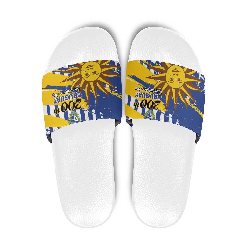 Uruguay 200th Independence Day Slide Sandals Sol de Mayo Grunge Stylized LT01