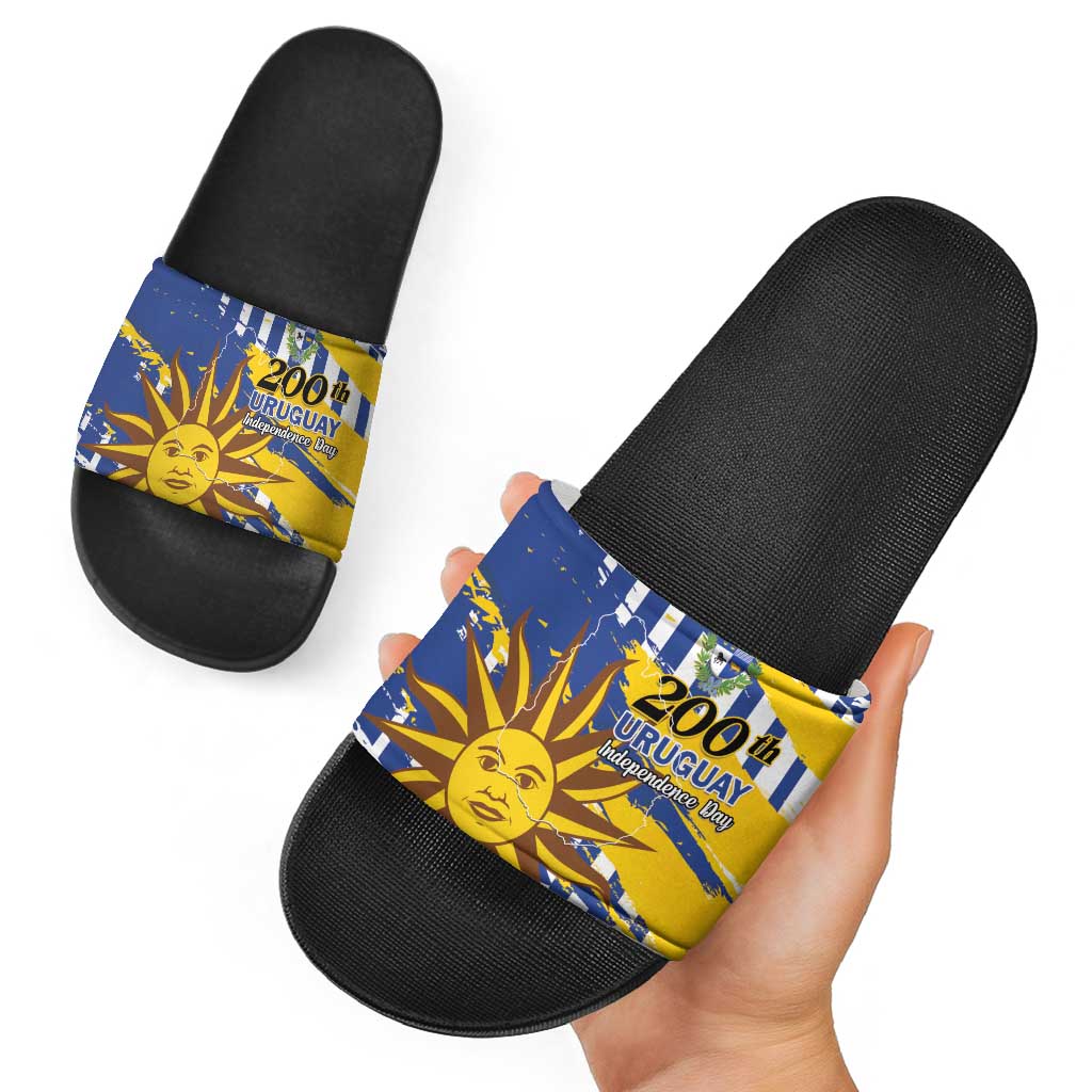 Uruguay 200th Independence Day Slide Sandals Sol de Mayo Grunge Stylized LT01