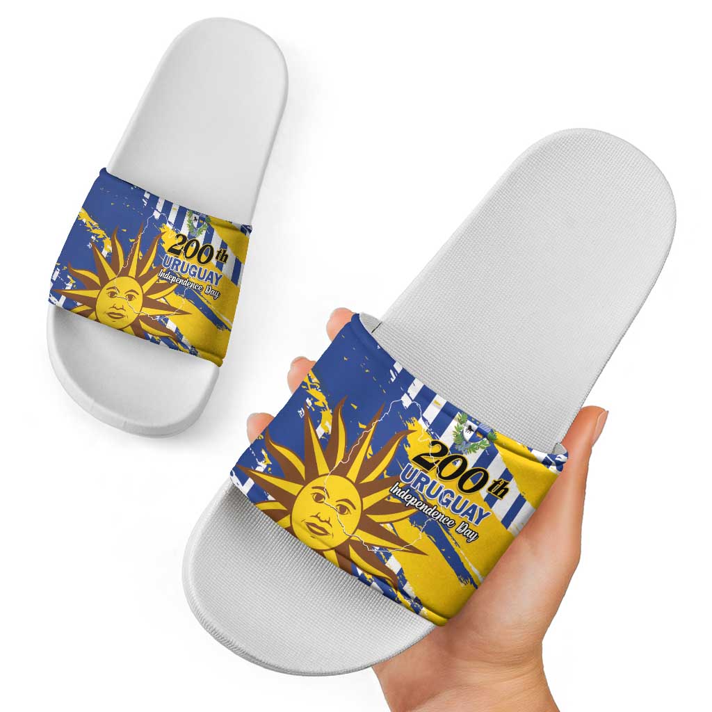 Uruguay 200th Independence Day Slide Sandals Sol de Mayo Grunge Stylized LT01