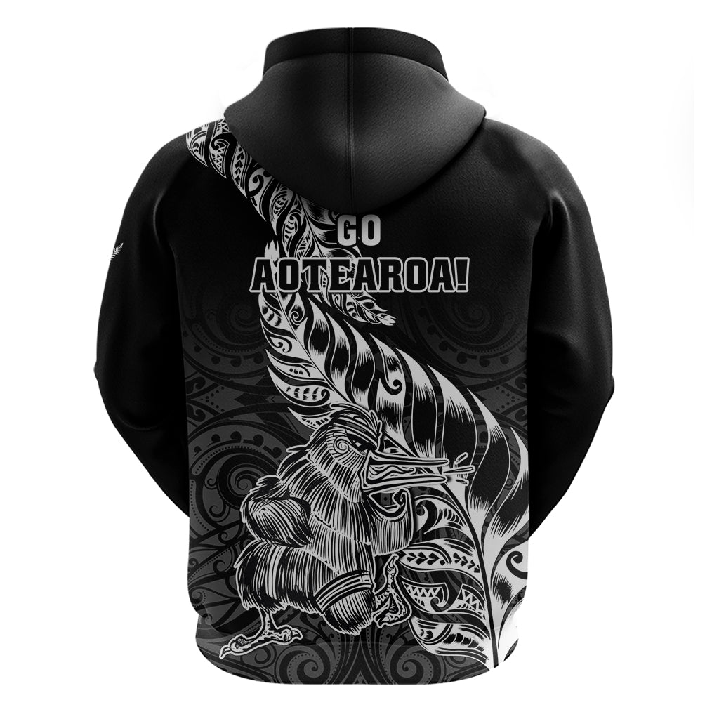 New Zealand Silver Fern Rugby Hoodie Aotearoa Kiwi Maori Black Version LT01