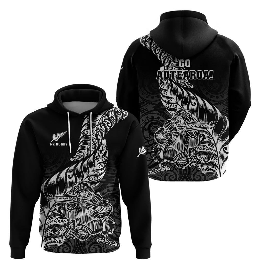 New Zealand Silver Fern Rugby Hoodie Aotearoa Kiwi Maori Black Version LT01