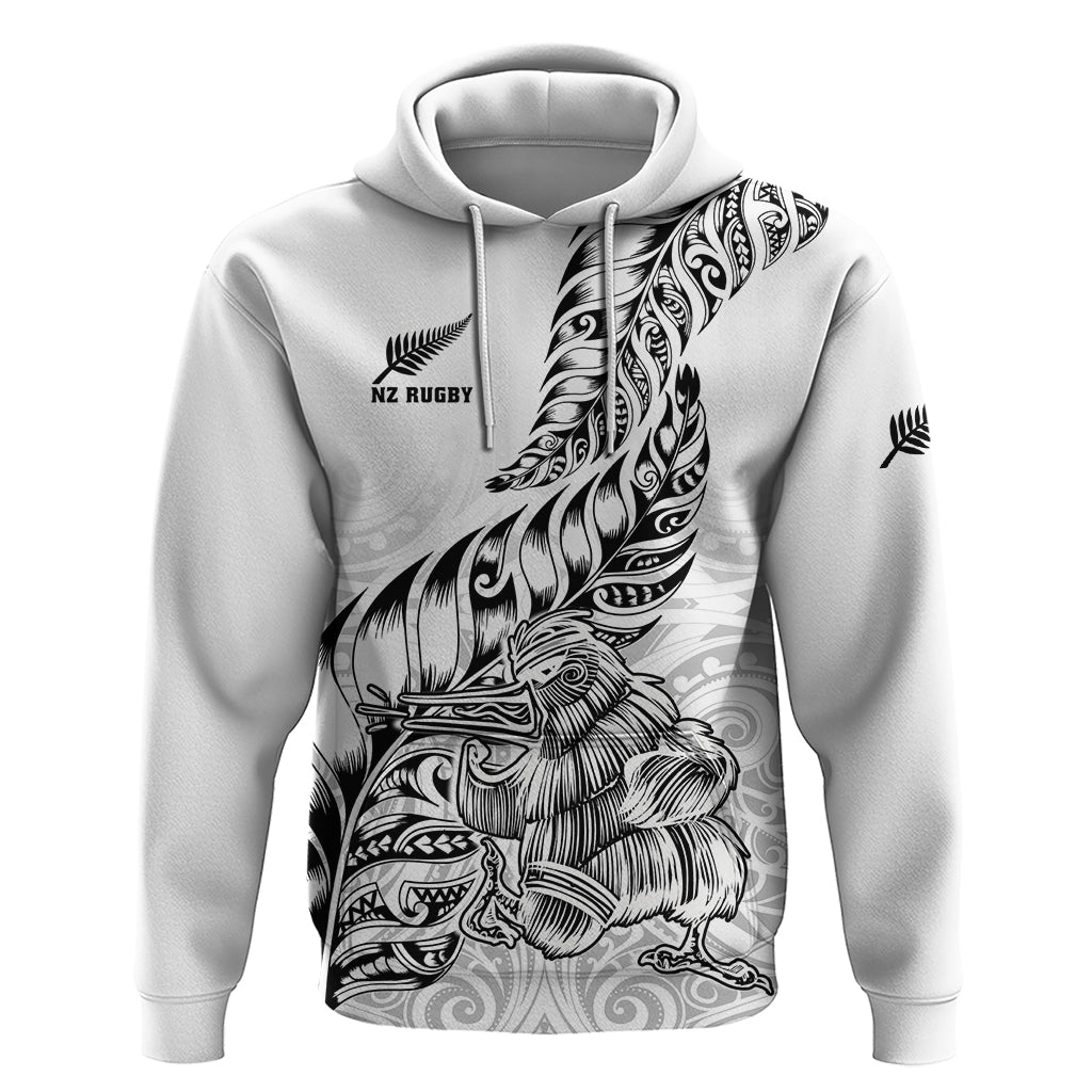 Custom New Zealand Silver Fern Rugby Hoodie Aotearoa Kiwi Maori White Version LT01