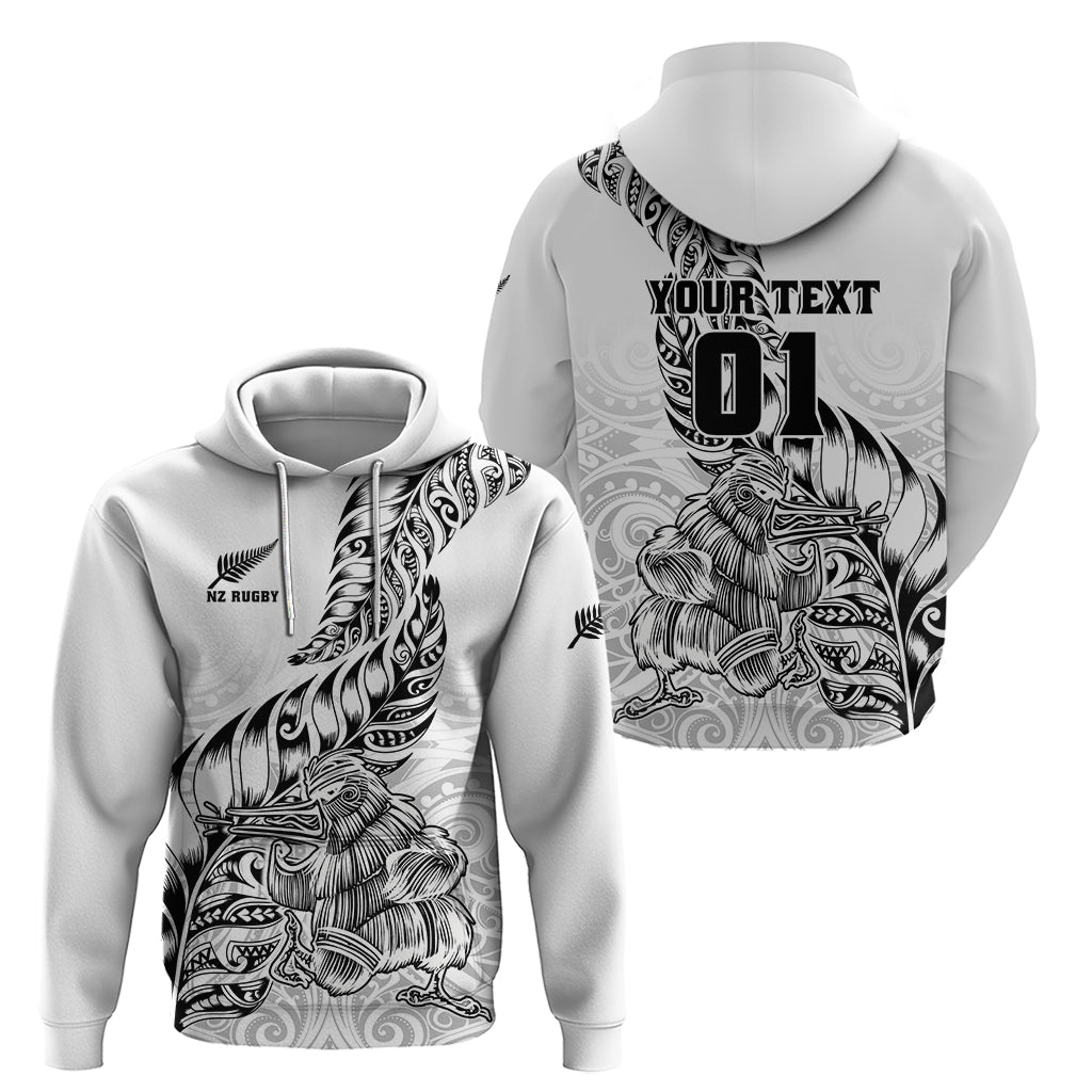Custom New Zealand Silver Fern Rugby Hoodie Aotearoa Kiwi Maori White Version LT01