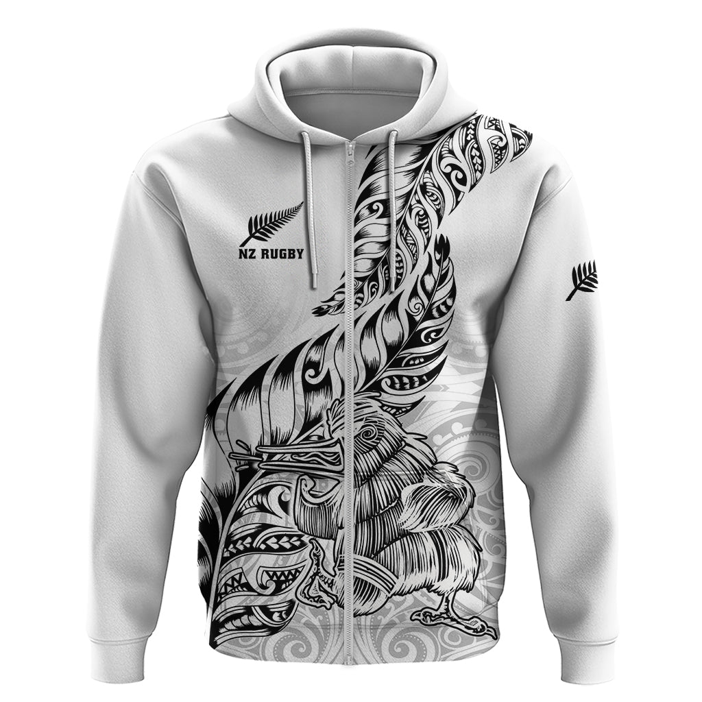 Custom New Zealand Silver Fern Rugby Hoodie Aotearoa Kiwi Maori White Version LT01