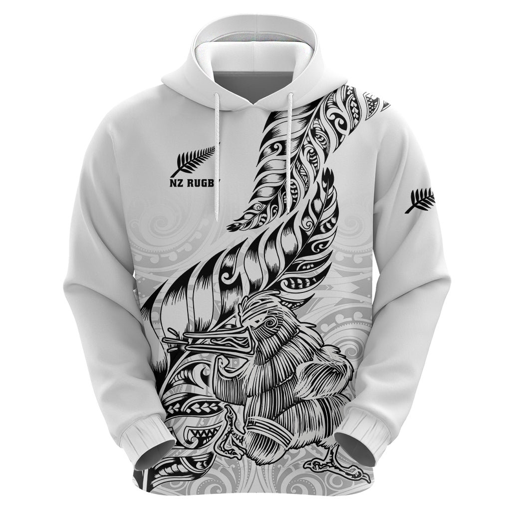 Custom New Zealand Silver Fern Rugby Hoodie Aotearoa Kiwi Maori White Version LT01