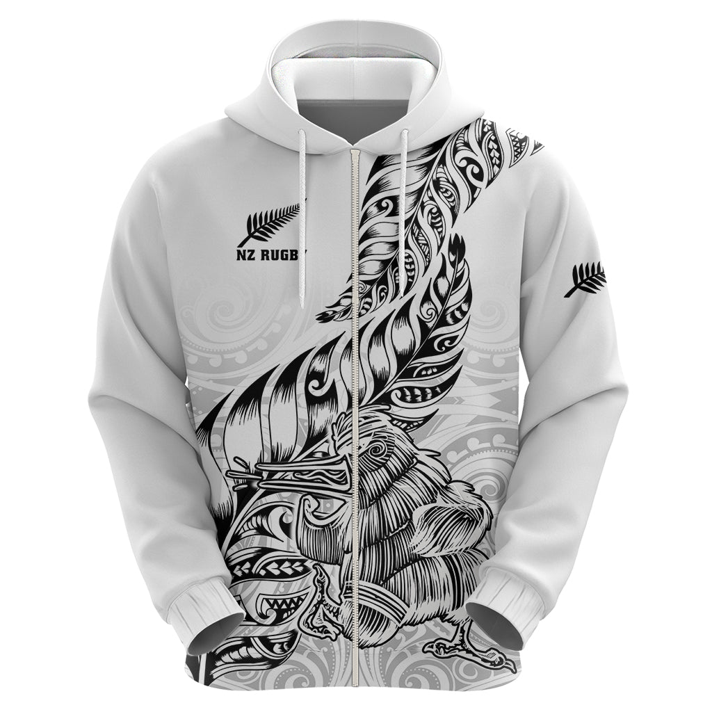 Custom New Zealand Silver Fern Rugby Hoodie Aotearoa Kiwi Maori White Version LT01