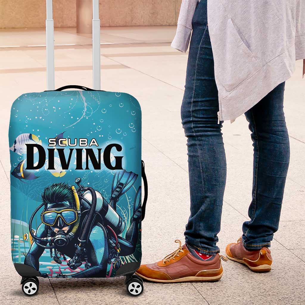 Scuba Diving Luggage Cover Explore The Depths Discover Yourself LT01