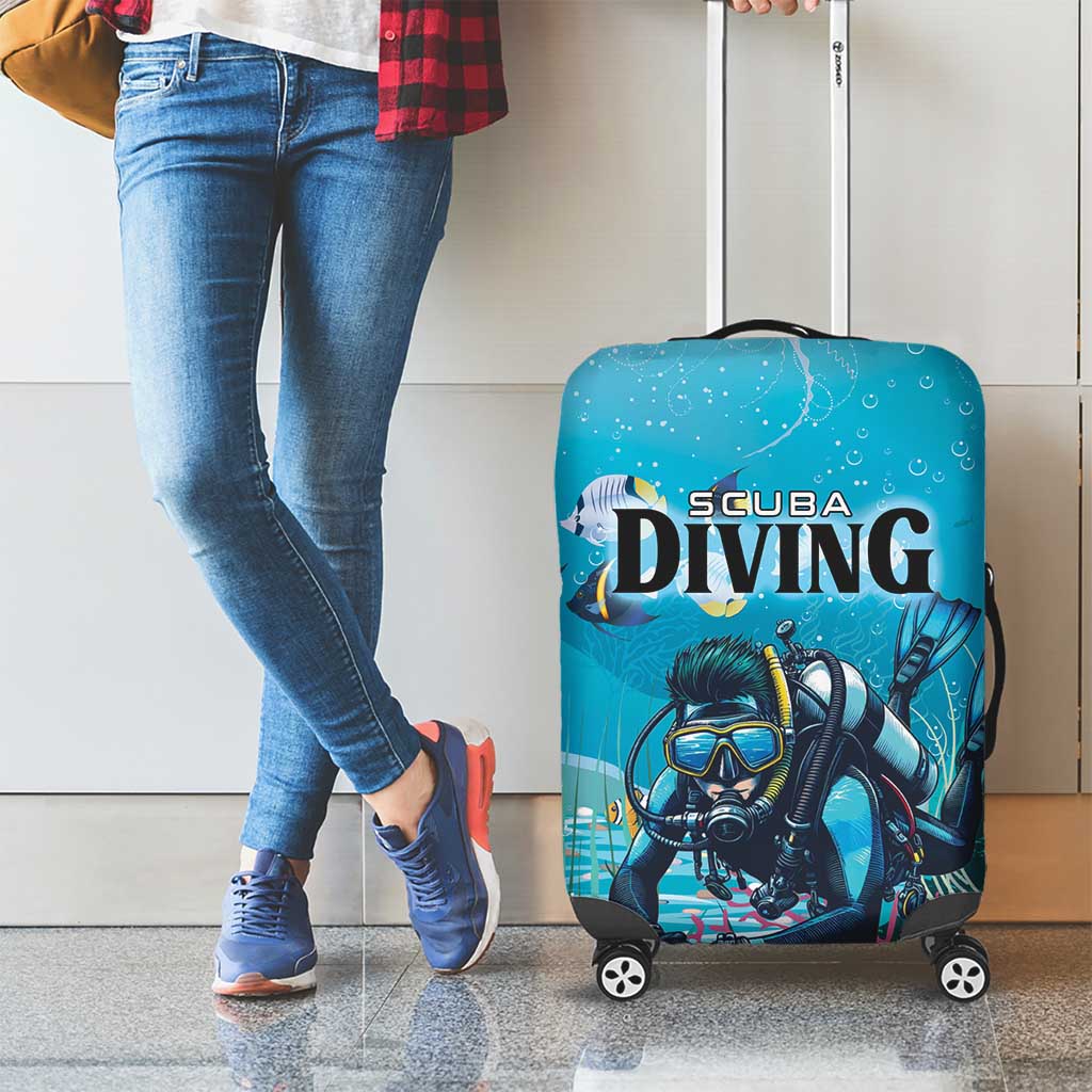 Scuba Diving Luggage Cover Explore The Depths Discover Yourself LT01
