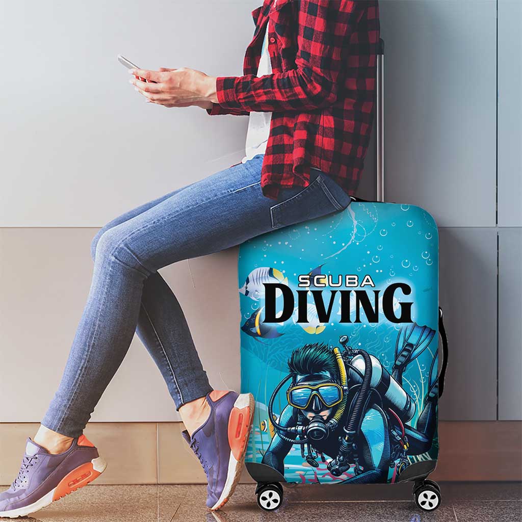 Scuba Diving Luggage Cover Explore The Depths Discover Yourself LT01