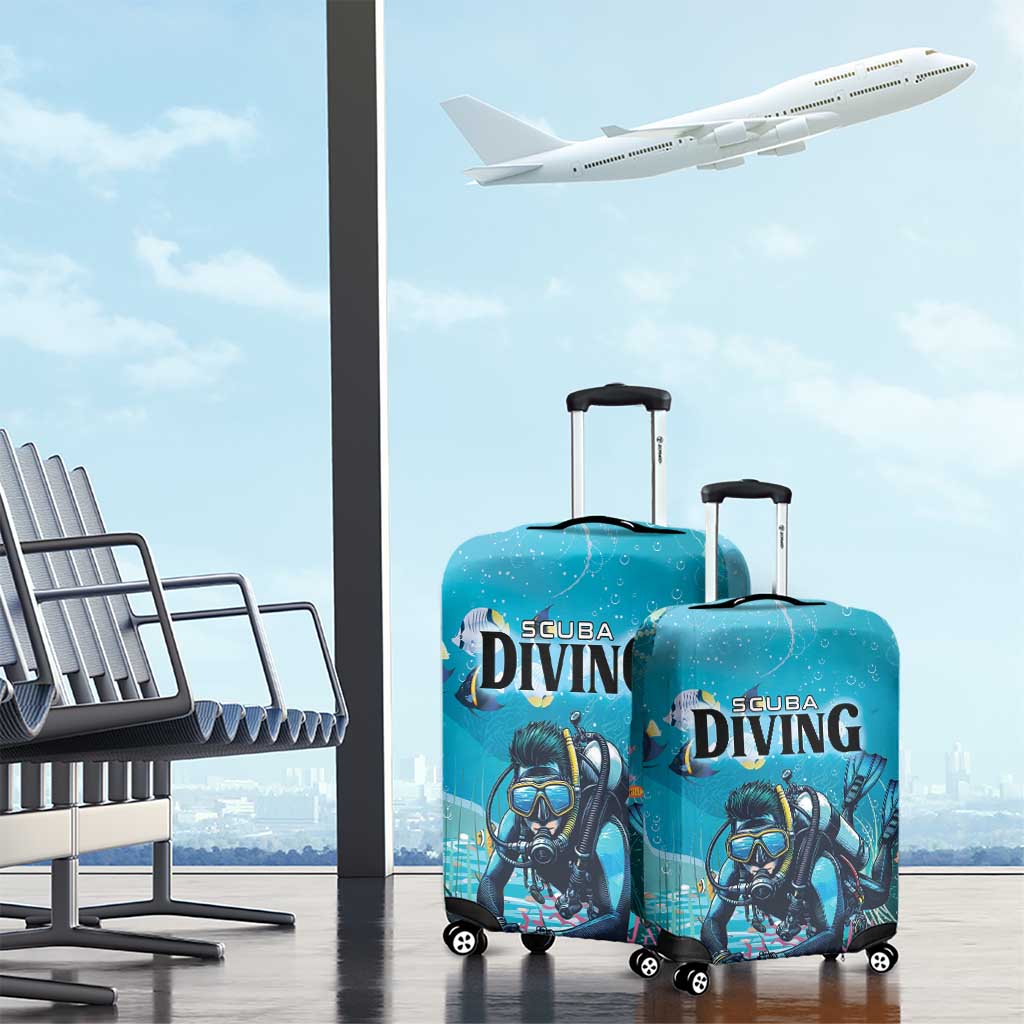 Scuba Diving Luggage Cover Explore The Depths Discover Yourself LT01