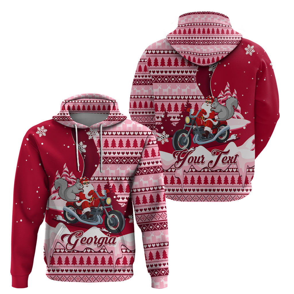 Georgia Christmas Hoodie Santa Claus Riding Motorcycle With Gray Squirrel LT01