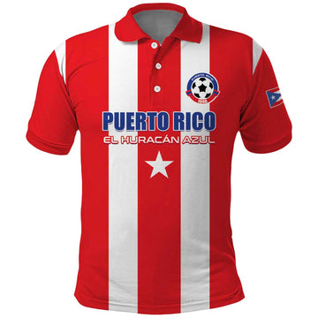 Custom Puerto Rico Football Polo Shirt Go The Blue Hurricane LT01