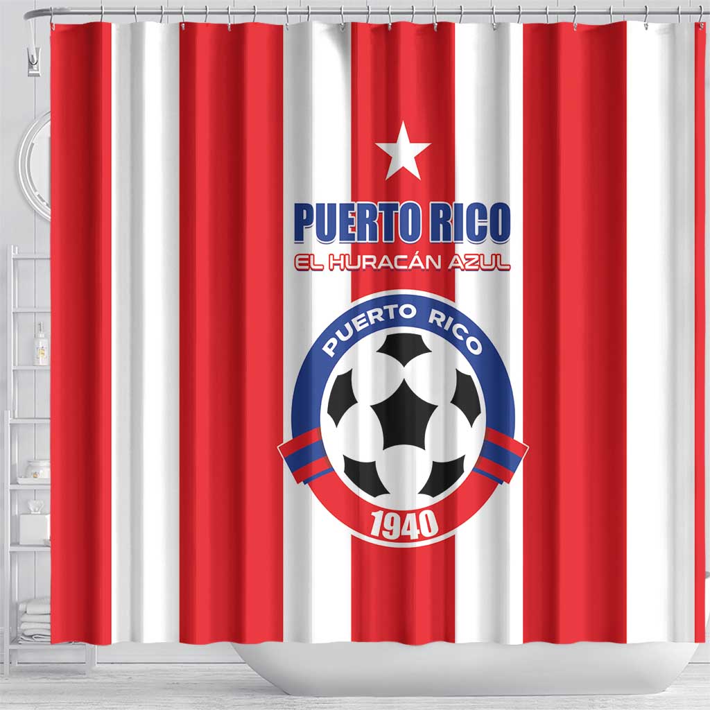 Puerto Rico Football Shower Curtain Go The Blue Hurricane LT01