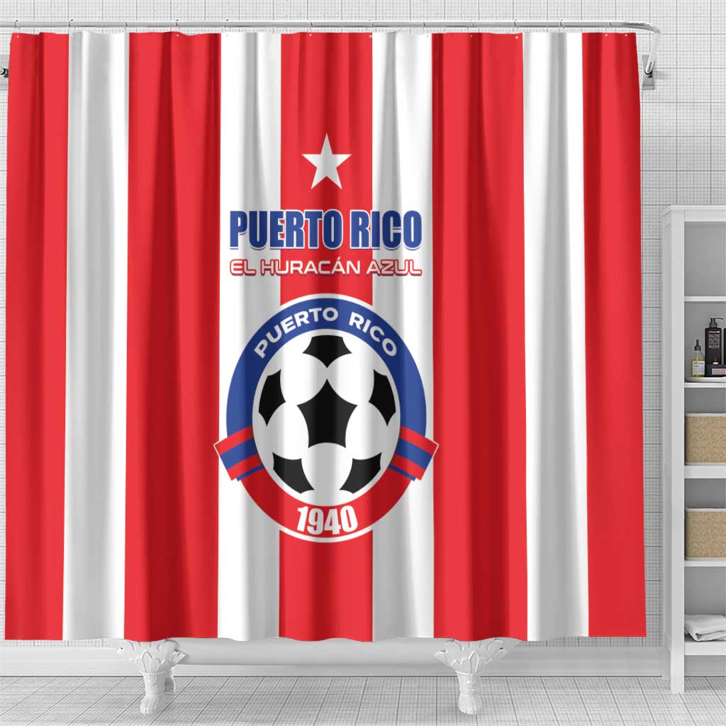 Puerto Rico Football Shower Curtain Go The Blue Hurricane LT01