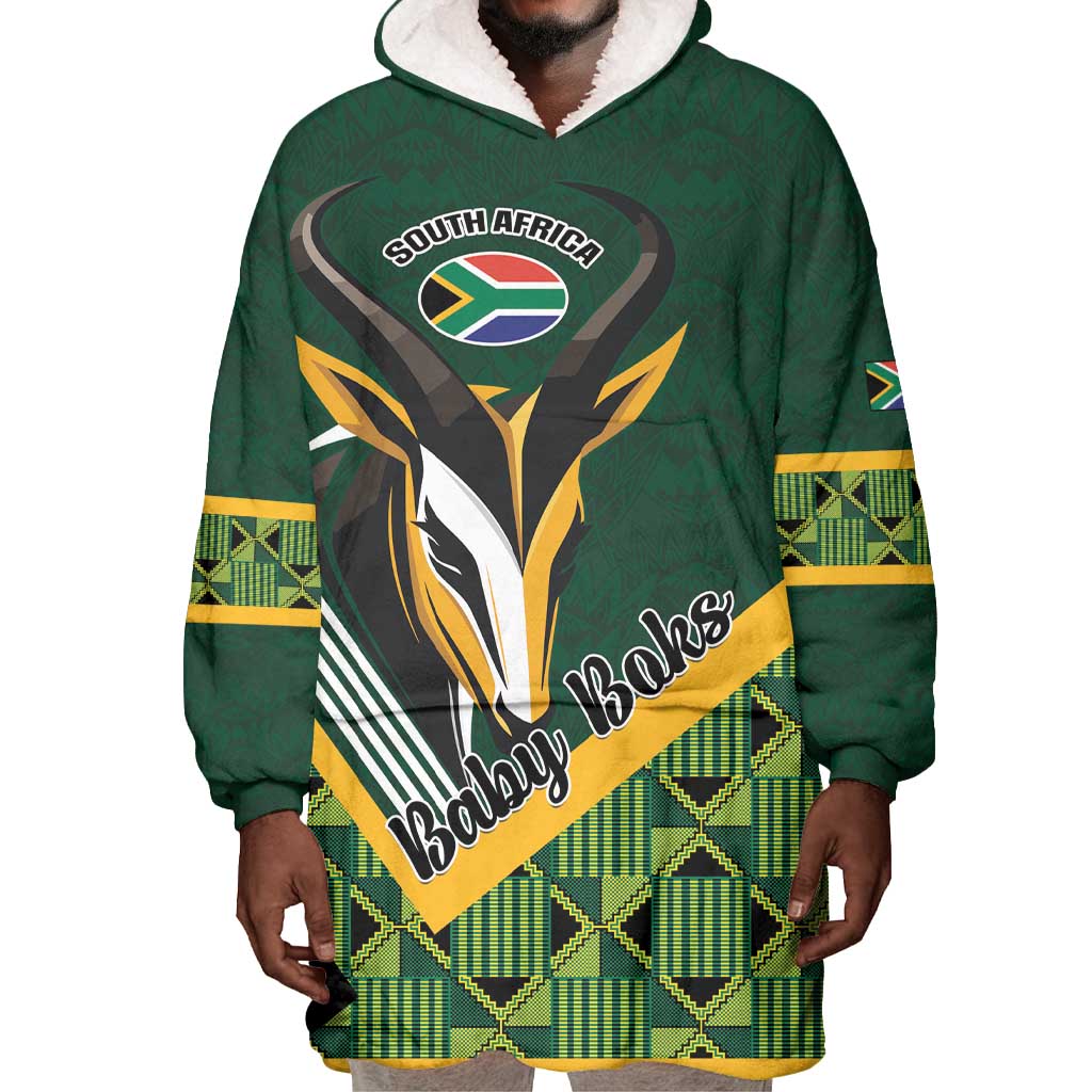 Custom Rugby South Africa Wearable Blanket Hoodie Baby Boks Go Champions LT01