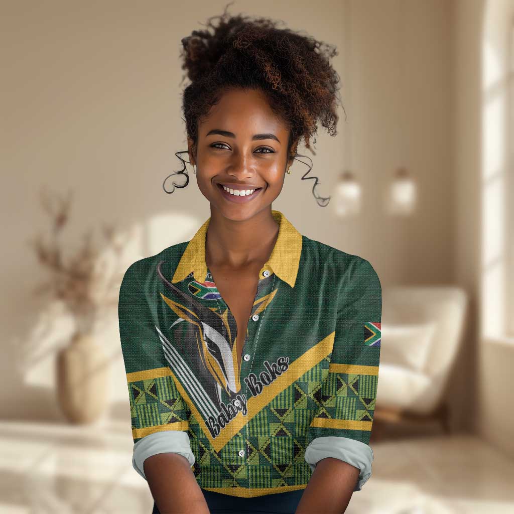 Custom Rugby South Africa Women Casual Shirt Baby Boks Go Champions LT01