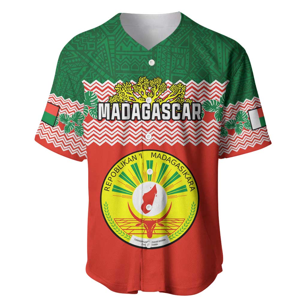Personalized Madagascar Baseball Jersey with Madagasikara Seal and Baobab African Pattern LT01
