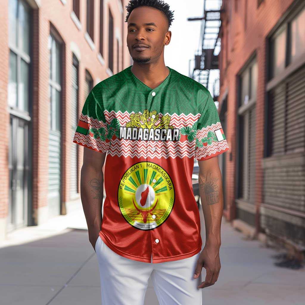 Personalized Madagascar Baseball Jersey with Madagasikara Seal and Baobab African Pattern LT01