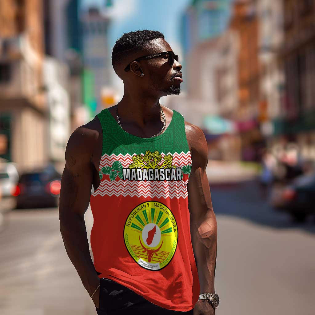 Personalized Madagascar Men Tank Top with Madagasikara Seal and Baobab African Pattern LT01