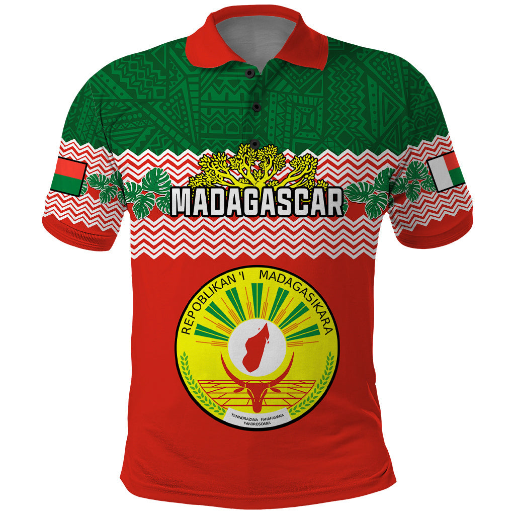 Personalised Madagascar Polo Shirt Madagasikara Seal Baobab African Pattern LT01