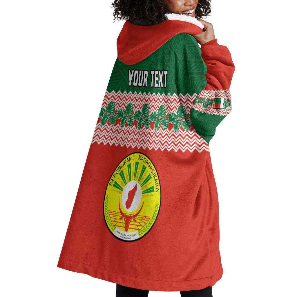 Personalized Madagascar Wearable Blanket Hoodie with Madagasikara Seal and Baobab African Pattern LT01