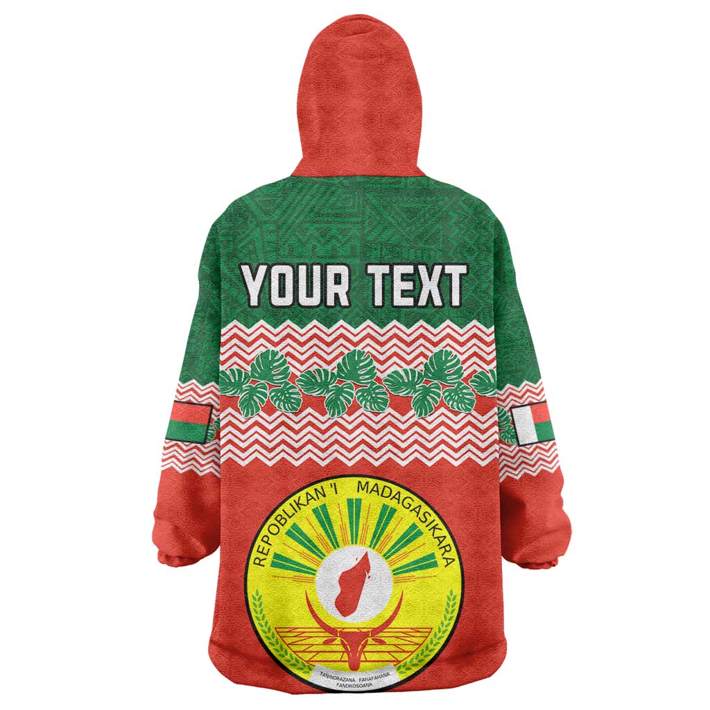 Personalized Madagascar Wearable Blanket Hoodie with Madagasikara Seal and Baobab African Pattern LT01
