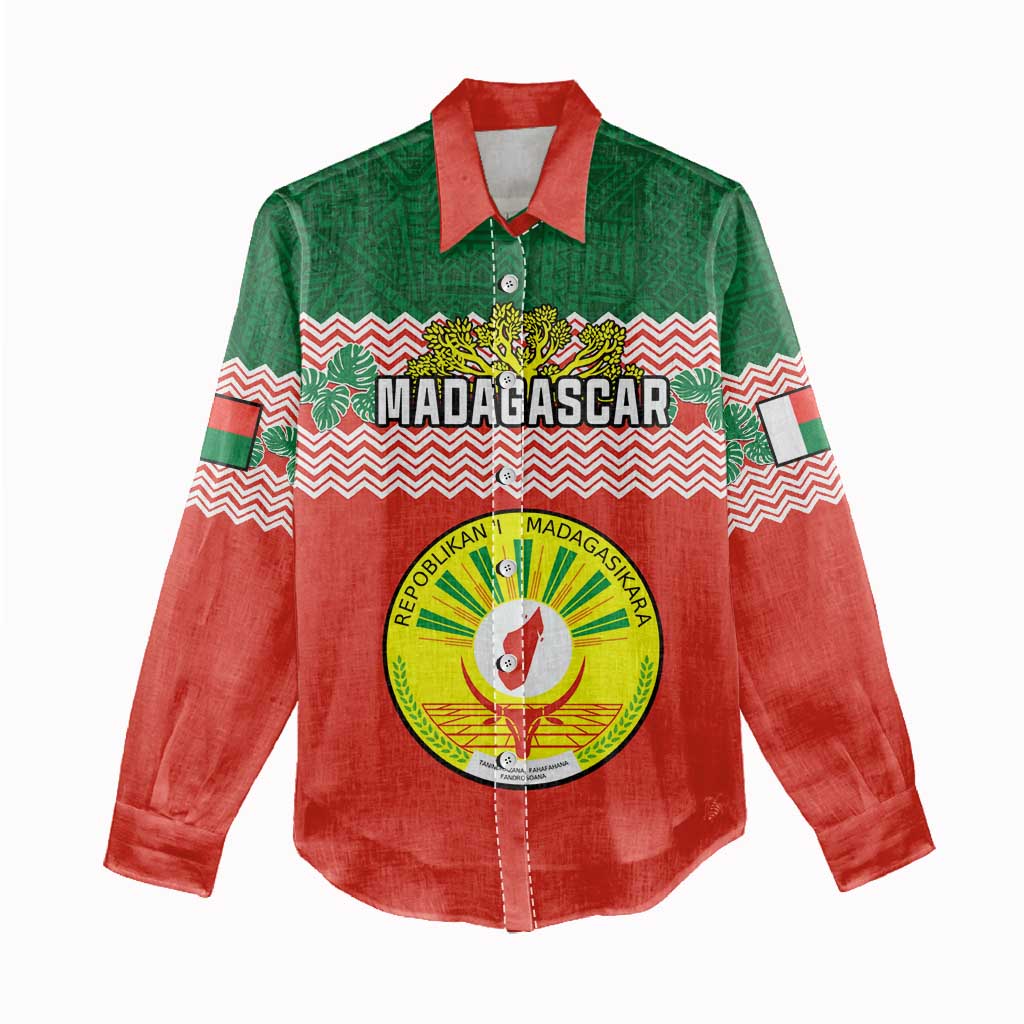 Personalized Madagascar Women Casual Shirt with Madagasikara Seal and Baobab African Pattern LT01