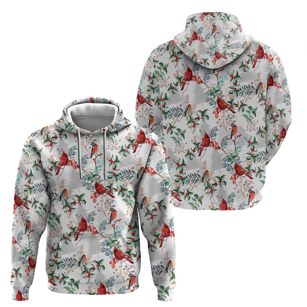 Cardinal Christmas White Hoodie Xmas Pattern LT01